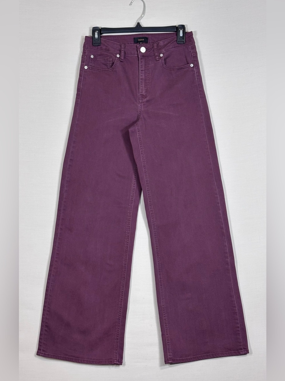 Quince Burgundy Wide Leg High Rise Jeans Relaxed Modern Denim Size 28